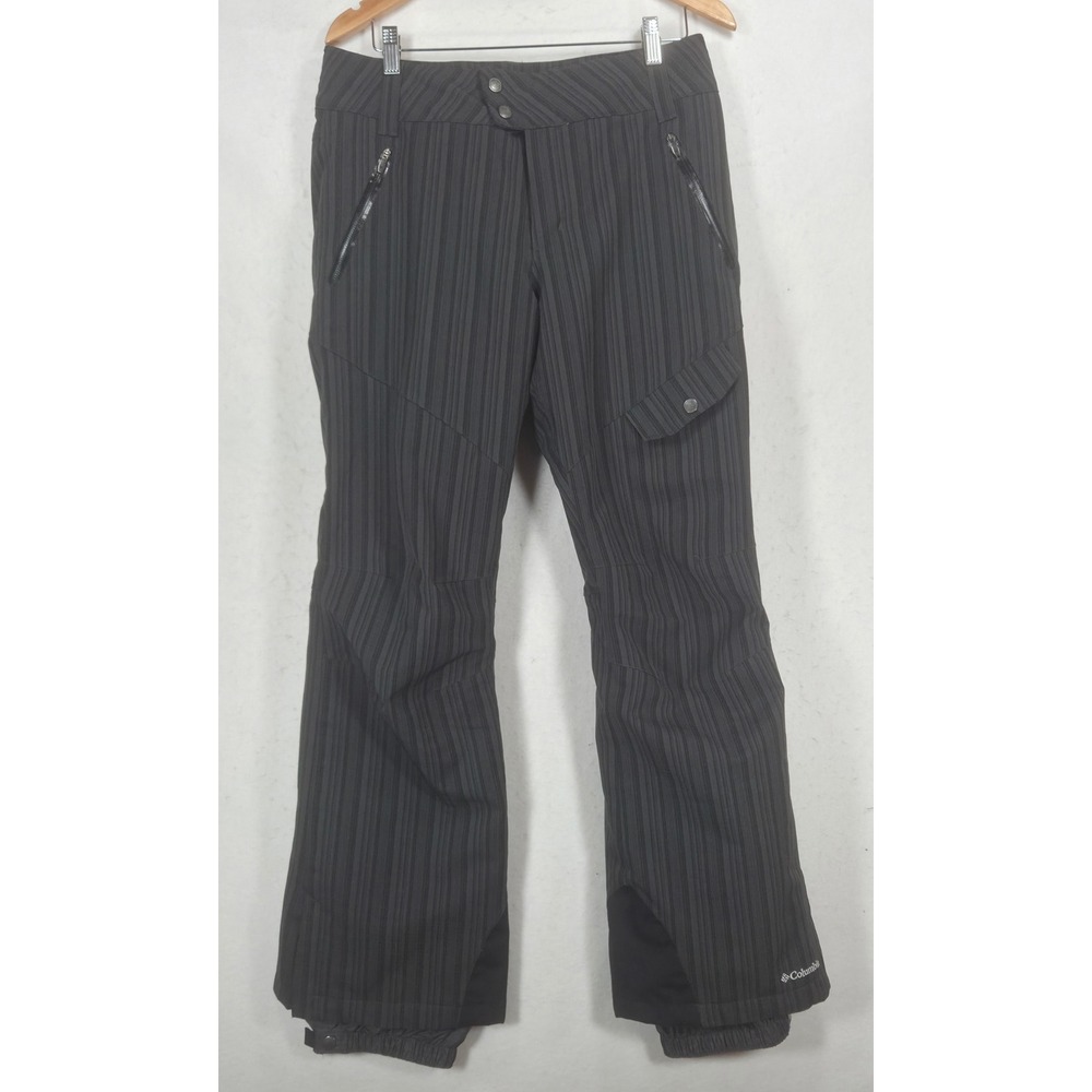 Columbia Omni-Heat Ski Pants Womens Medium Black Pinstripe Snowboard Trousers